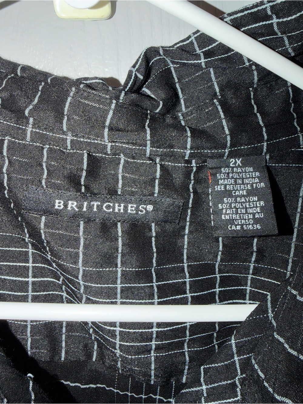 Britches Men's Black Windowpane Button-Up Shirt
